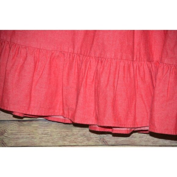 Vintage Ladies 14 L Red Denim Maxi Skirt Elastic Waist Modest Western Prairie - Picture 3 of 11